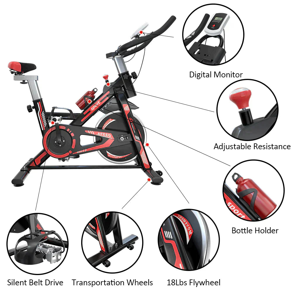 HomeFitnessCode Indoor Exercise Bike Stationary Bike with LCD Display