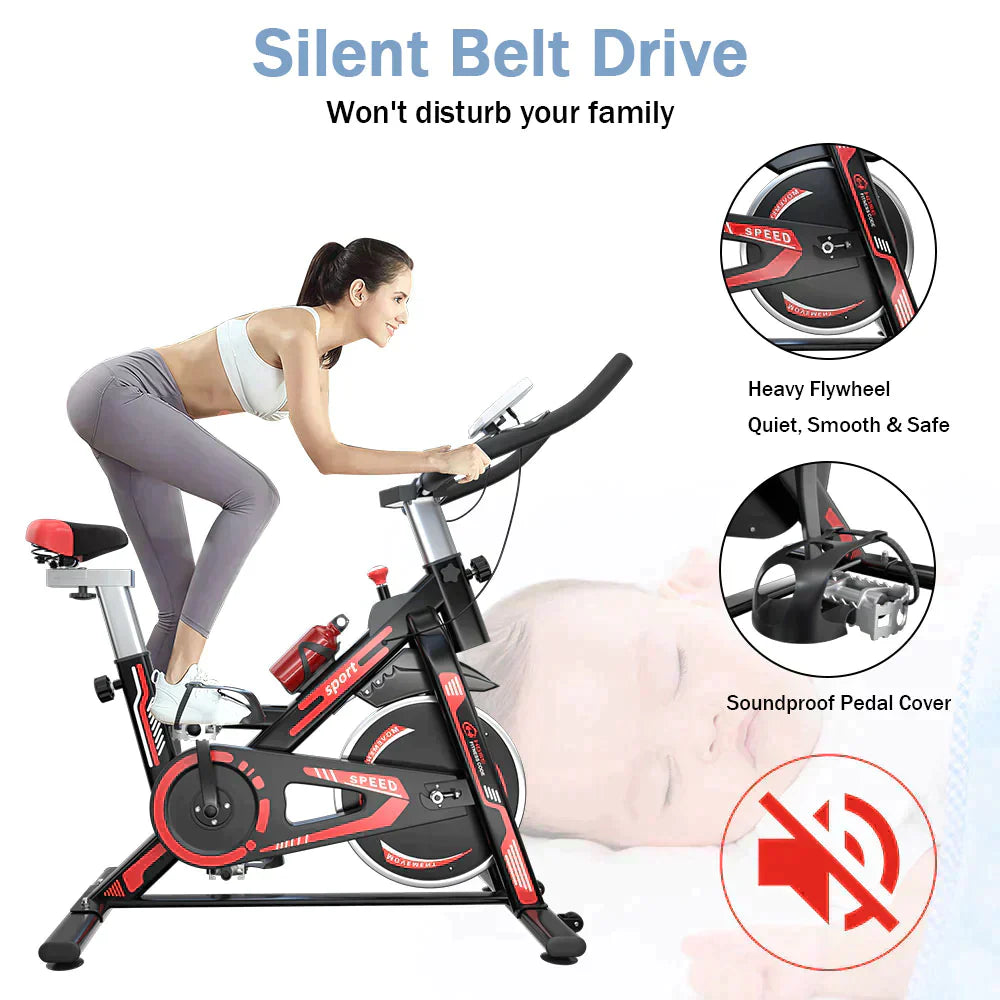 HomeFitnessCode Indoor Exercise Bike Stationary Bike with LCD Display
