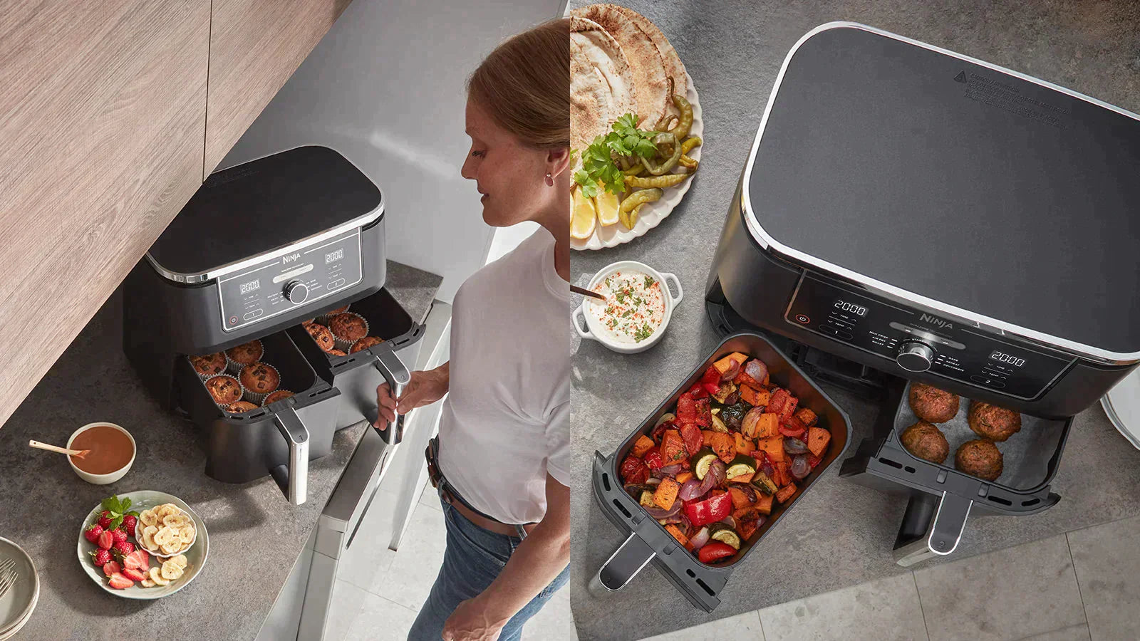 Ninja Foodi Max 9.5L Dual Zone Air Fryer - AF400UKCP - Copper / Black