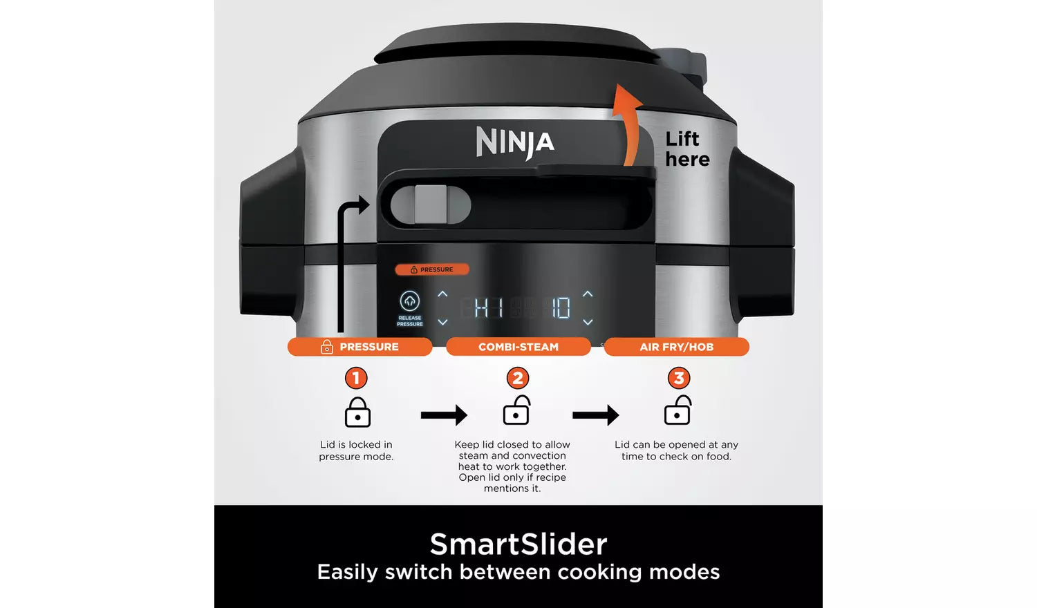 Ninja OL750UK Foodi Max 15-in-1 SmartLid Multi-Cooker 7.5L