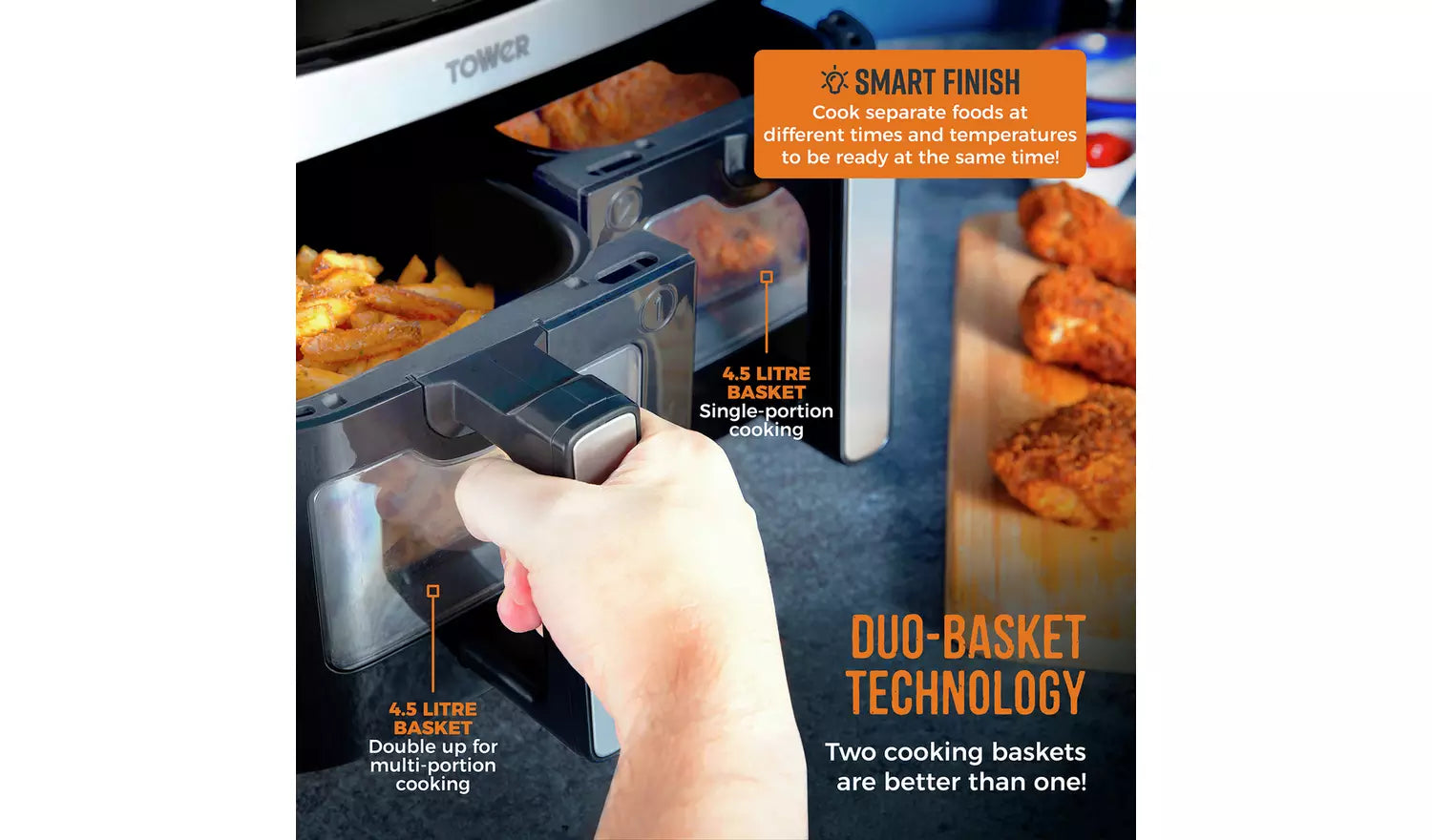 Tower T17100 9 Litre Vortx Vizion Dual Basket Air Fryer